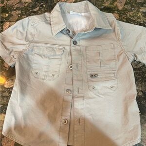 Wonder Nation Kids Button-Up Shirt - Light Gray